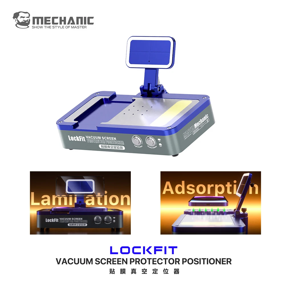 MECHANIC LockFit Vacuum Screen Protector Positioner for Phone OCA LCD Film with Light and Suction Switch Lamination Repair Tool