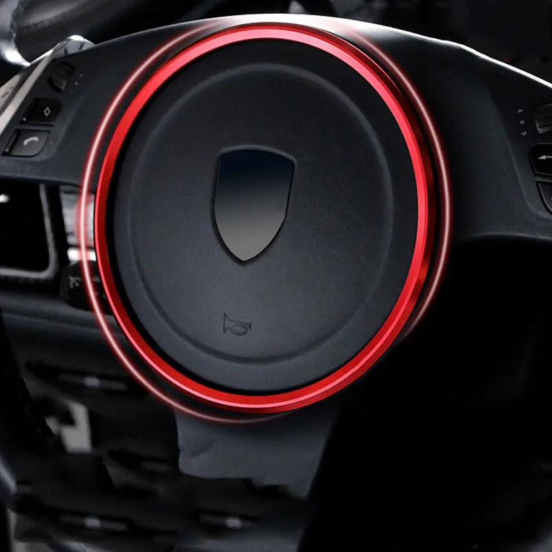 

For Porsche Cayenne Panamera Macan 911 718 2010-2016 2017 2018 19 2020 2022 Car Steering Wheel Cover Trim Frame Decoration Ring