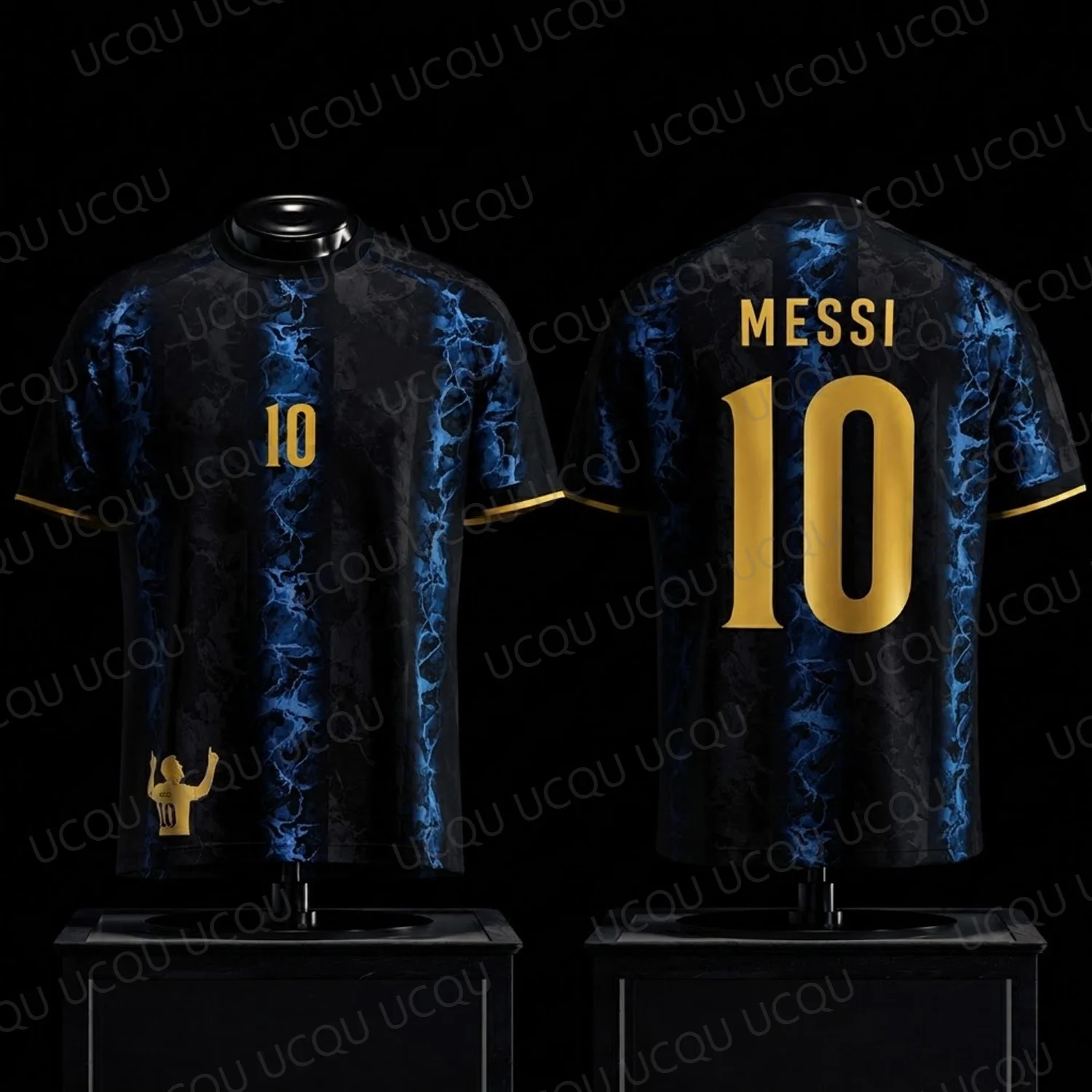 2026 New La Pulga Messi 10 Legend Black Gold Soccer Jersey Men's Football Shirt Premium Graphic Fan Tee
