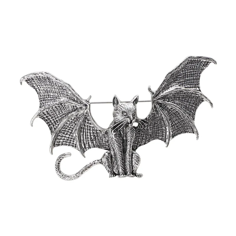 Personalized wings, vintage cat brooch accessories, funny bat style, flying cat chest flowers