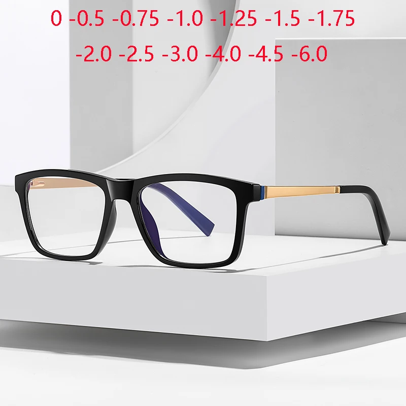 

Anti-reflective Shortsighted Rectangle Spectacles Men Anti Blue Rays Student Optical Glasses With Prescription -0.5 -0.75 To -6