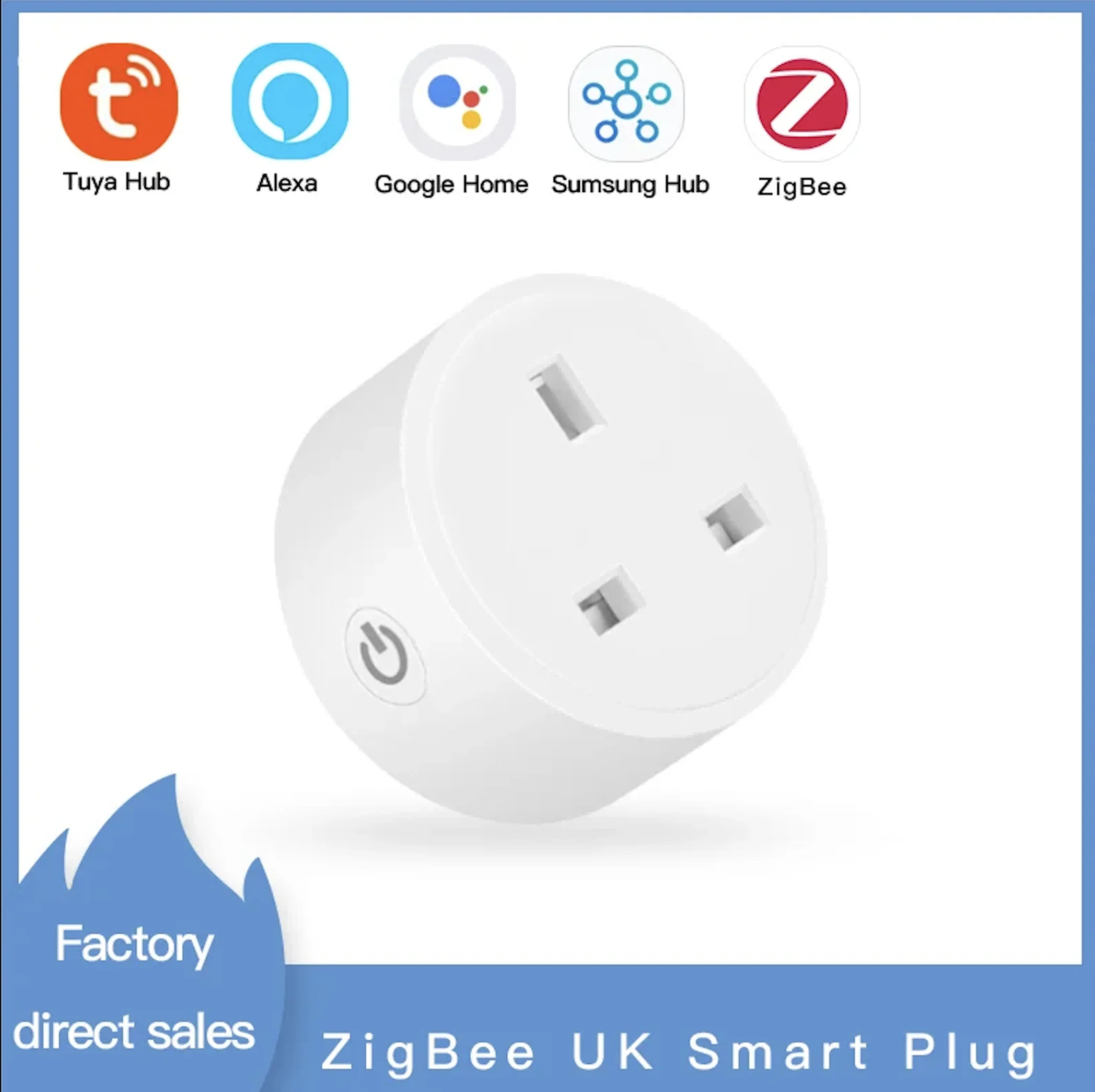 UK ZigBee Tuya สมาร์ทปลั๊ก 16A พร้อม Timed Voice Control มาตรฐาน Hub ต้องใช้ ZigBee3.0 ทํางานร่วมกับ Alexa Google Home Alice