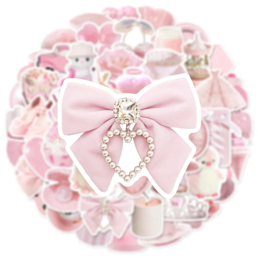 50PCS einfache süße rosa Sweety Girl Stil Graffiti Aufkleber für Fahrrad Hand Konto Federmäppchen Aufkleber