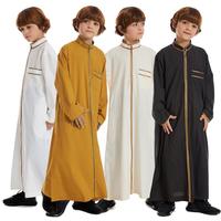 Eid Abaya Muslim Kids Embroidered Dress Arabia Children Kaftan Jubba Thobe Islamic Boys Long Sleeve Robe Middle East Clothing