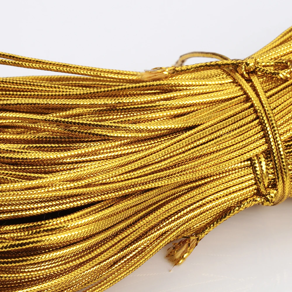 0.2-1mm Gold Silver Cords DIY Gift Packing Hang Tag String Strap Braid Bracelet Wedding Crafts Decoration No Stretch Rope Thread