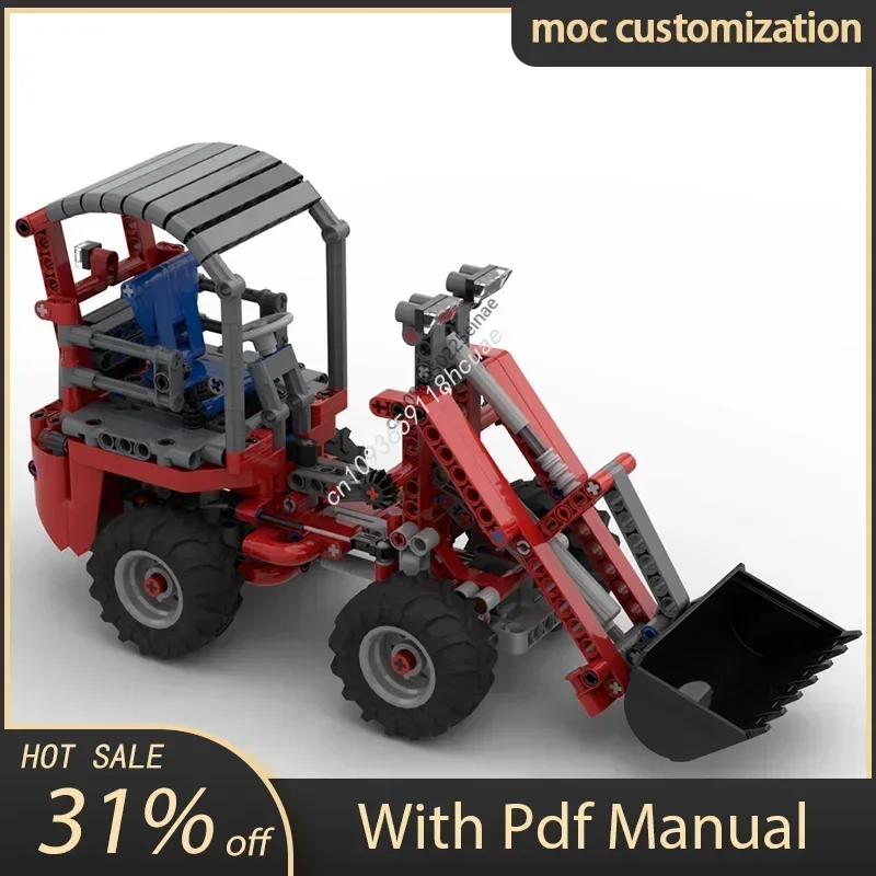 

512 шт., Moc, высокотехнологичный фронтальный погрузчик HofTrac, мини-бульдозер, строительные блоки для взрослых, комплект моделей, развивающие игрушки, подарки