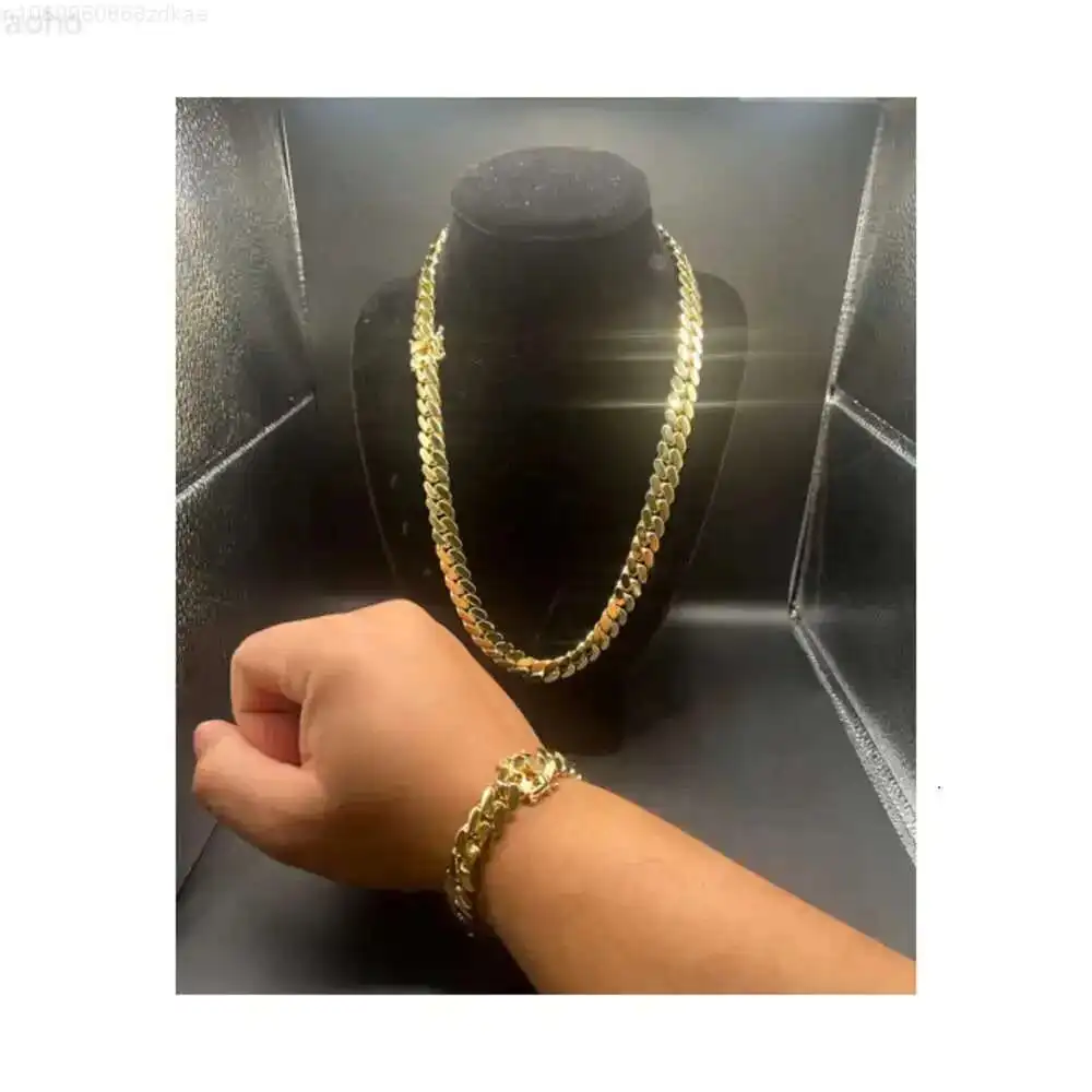 

12mm Combo Set -cuban Chain Bracelet -18k Gold-brass-stainlesssteel-cubanlink-unisexcuban Necklace-gold-silver-hip Hop Jewelry