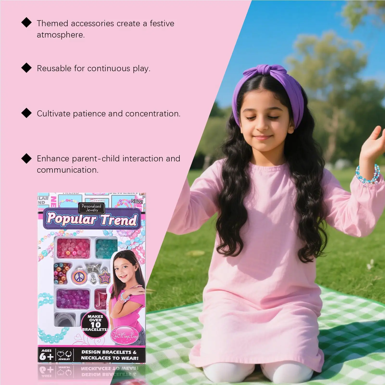 Kit de fabricación de joyería creativa, Kit de fabricación de pulseras de amistad, suministros para manualidades DIY, regalos de cumpleaños y Navidad para niñas