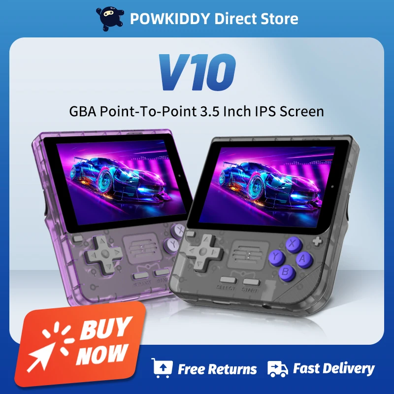 New POWKIDDY V10 Handheld Video Game Console 3.5 Inch 480*320 IPS OCA Full Screen Retro Opendinglinux Handhelds Children's Gifts