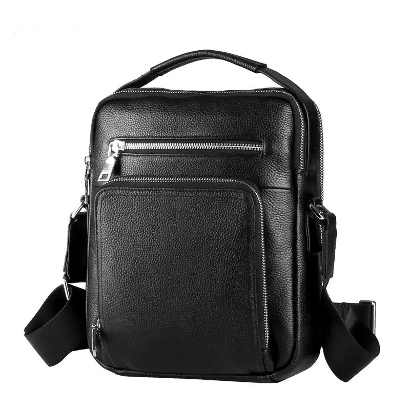 Factory Direct Sale Genuine Leather Single Shoulder Casual Crossbody Large Capacity Handheld Cowhide Men's Bag Trendy One Piece