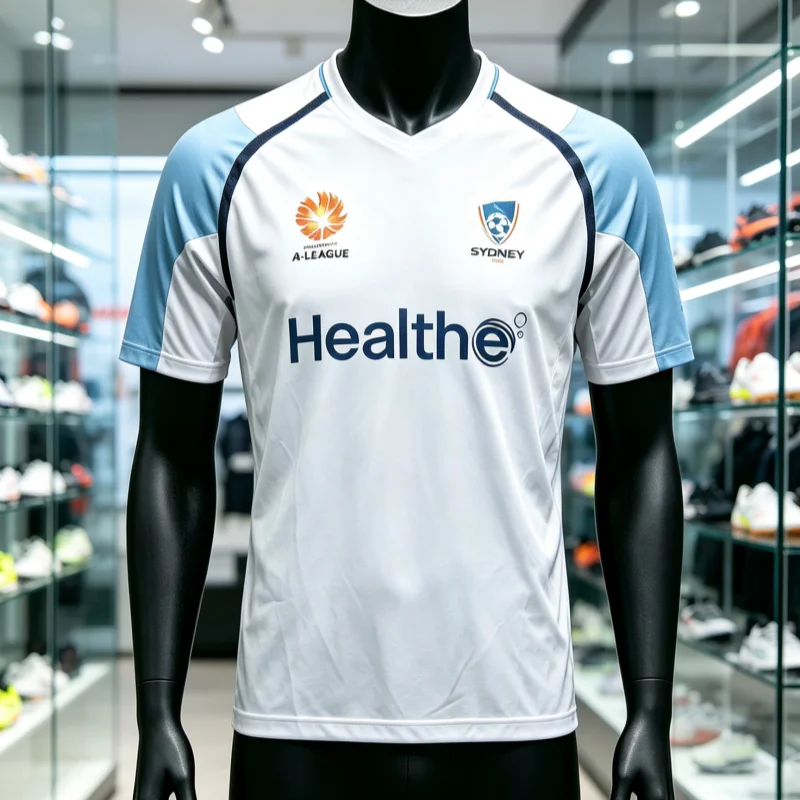 26-27 Sydney FC Fußballtrikots Sommer 3D-Druck Schnelltrocknende Sport-Kurzarm-T-Shirts für Herren und Damen für Familien – Detail 1