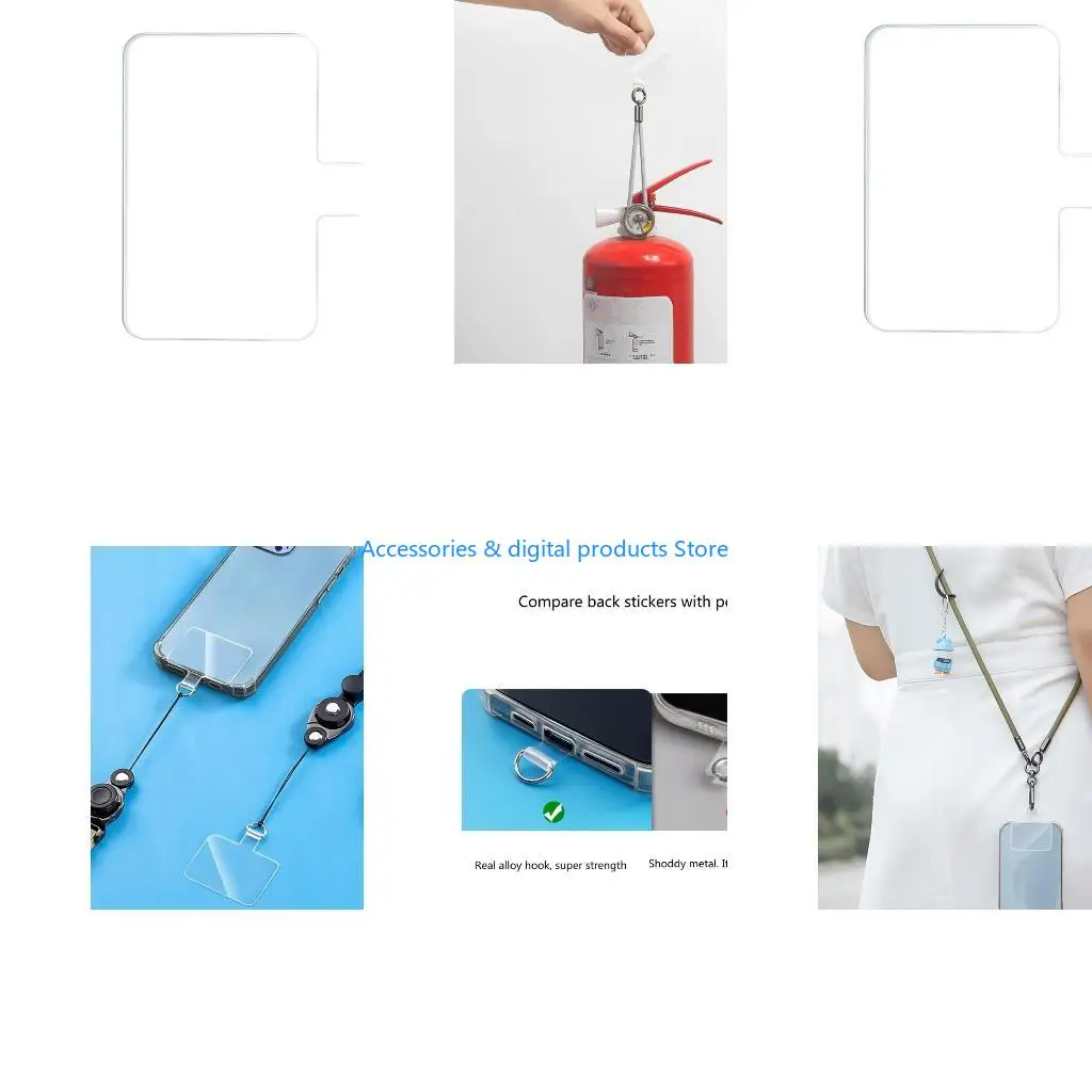 77JD Phone Lanyard Strap Patches Gaskets for Mobile Phone Tether Card TPU Tabs