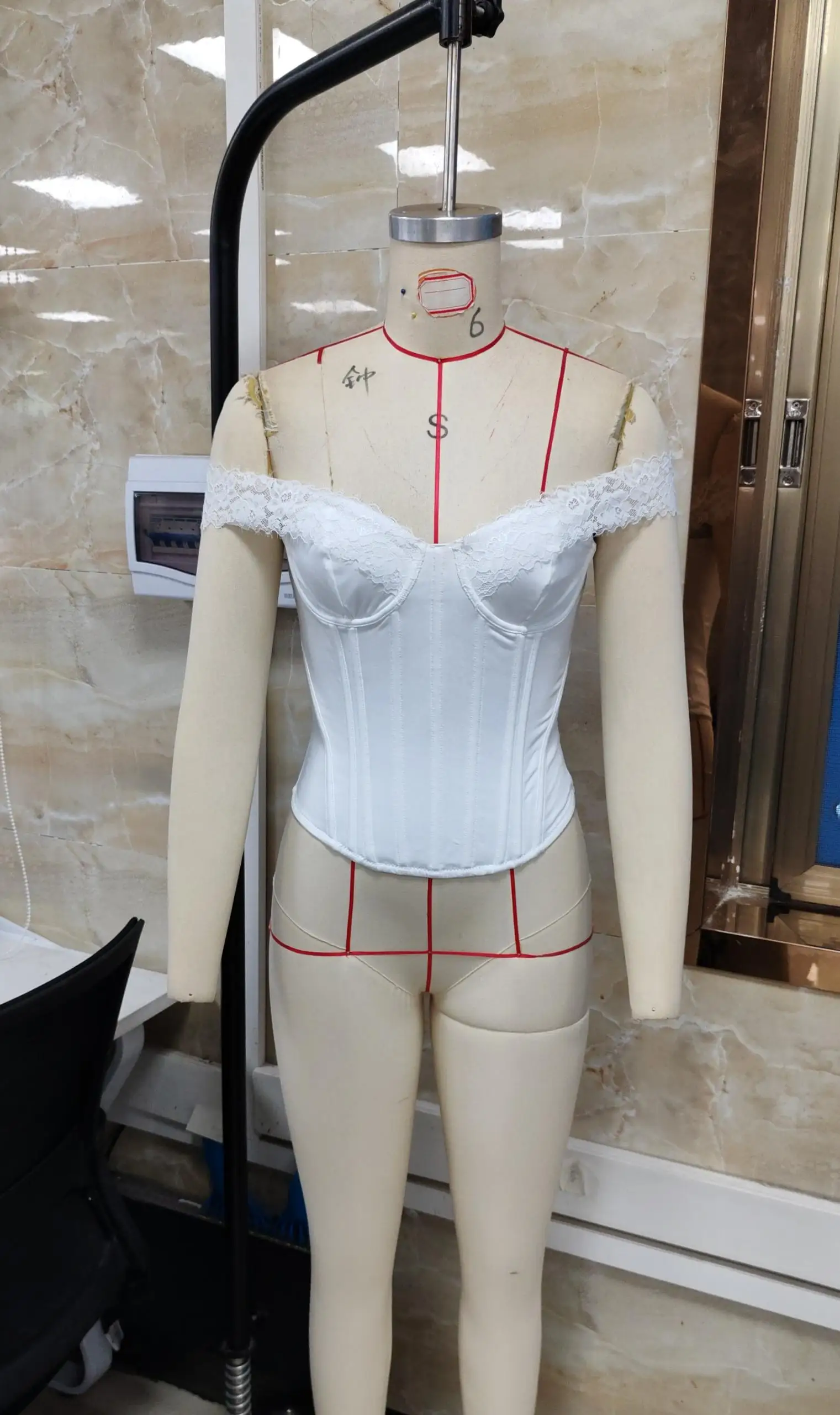 Women Off Shoulder Overbust Corset Lace Trim Fishbone Bandeau Bustier Tops