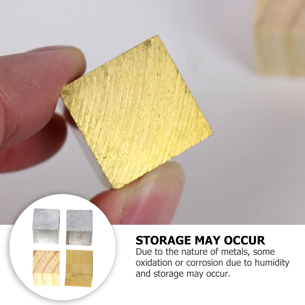 

4 Pcs Density Cubes Set Metal Block Elements Cube Physical Experiment Equipment Physics Teaching Tool Iron Aluminum Wood Square