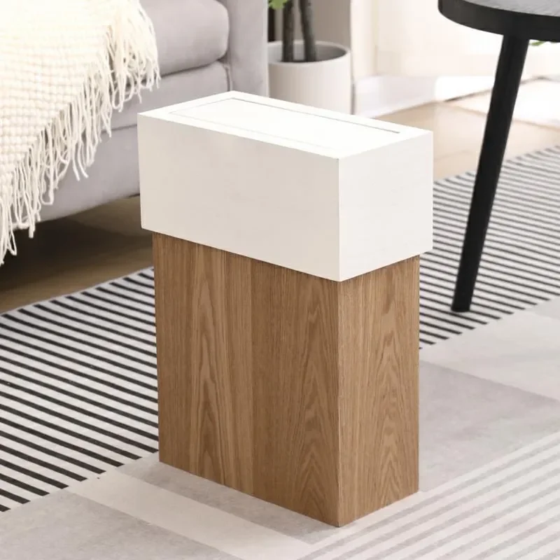 Simple Wooden Trash Can with Lid Hotel Storage Bucket Creative Waste Bin for Home Bedroom Classroom Homestay Decor