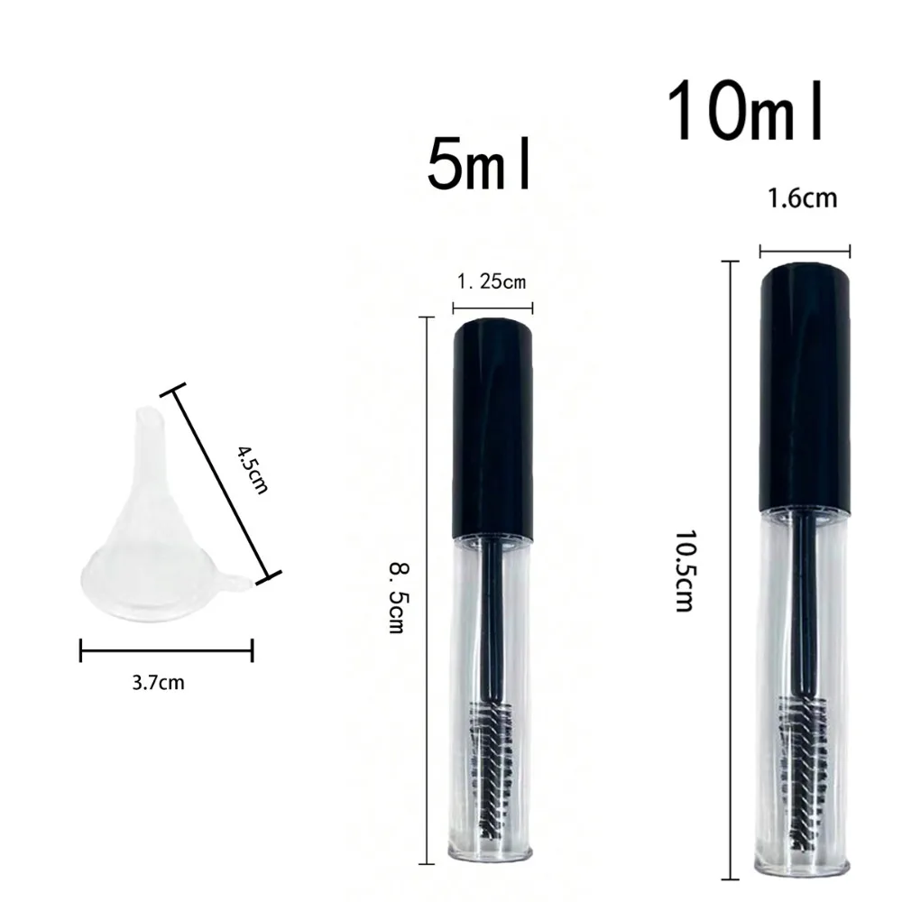 50 Stück 5/10ML Tragbare Leere DIY-Mascara-Tuben mit Wimpernbürstchen, Behälter mit Trichtern und Transferpipetten für Reisen, Großhandel – Detail 2