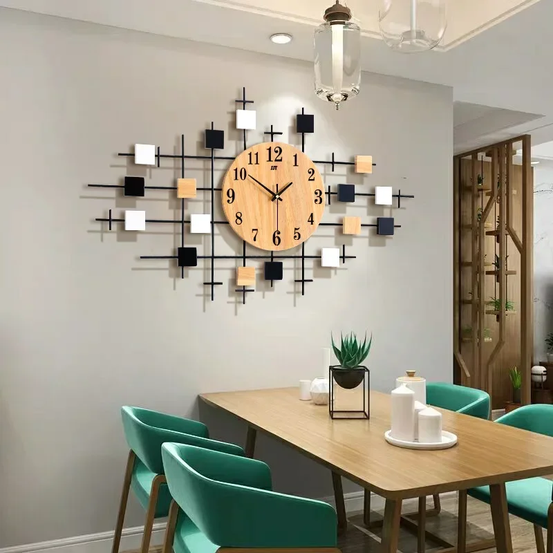 Wooden Wall Clock Wall Decor Modern Design Wall Clocks Big Size Silent Luxury Digital Watch Living Room Decoration Wandklokken