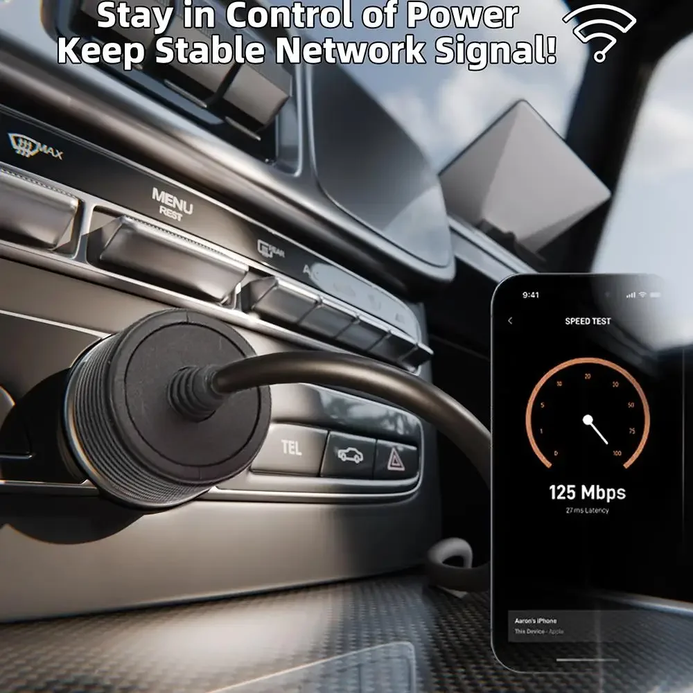 Für Starlink-Ladegerät zu DC-Stromkabel Zigarettenanzünder-Adapter 2M Digital-Voltmeter Wasserdichtes Verlängerungskabel Auto-Zubehör – Detail 7