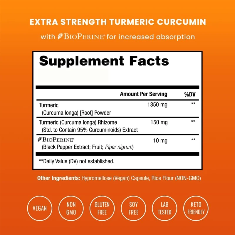 95% Curcumin Compounds Are Used For Joint , Brain, Heart, And Immune Support In 60 Non Genetically Modified Capsules