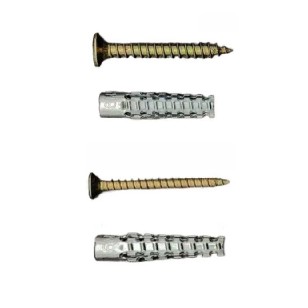 Zinc Alloy Expansion Screw and Tube Pair for Repeated Use in Concrete Brick and Plasterboard Support Scenarios