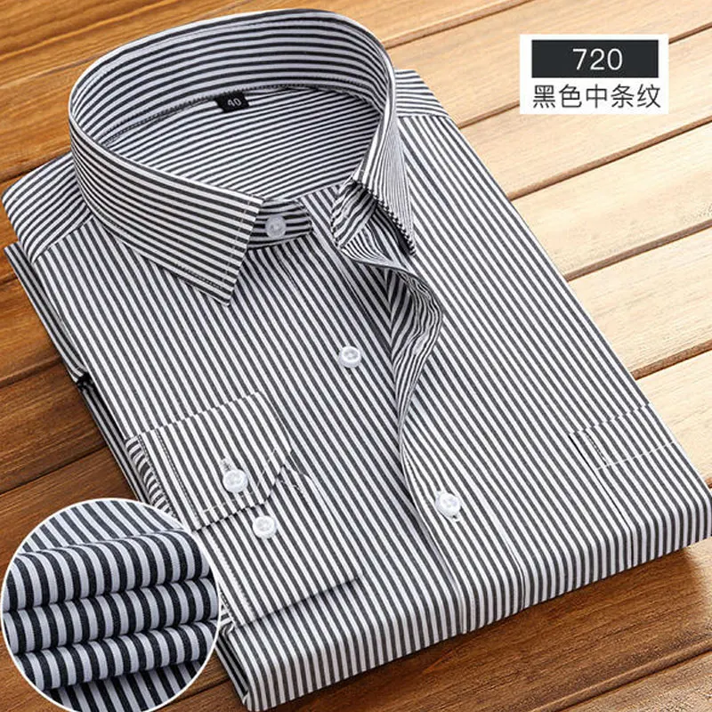 New men\'s long sleeve shirt Spring and autumn high quality cotton with pocket wear formal business casual breathable stripes