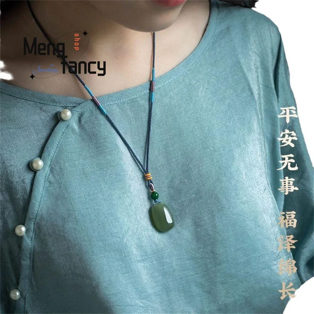 Natural Hetian Green Jade Auspicious Wushi Pai High-grade Pendant Simple Exquisite Fashion Jewellery Best Selling Holiday Gifts