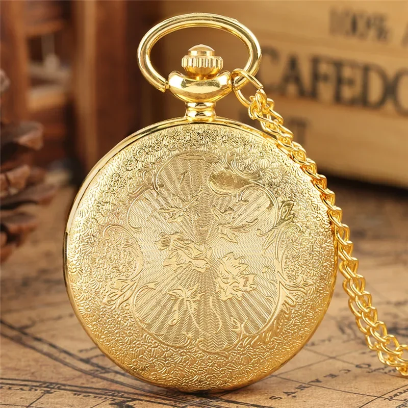 Antique Engraved Roman Number Cover Men Women Quartz Analog Pocket Watch with Necklace Pendant Chain Collectable Clock reloj