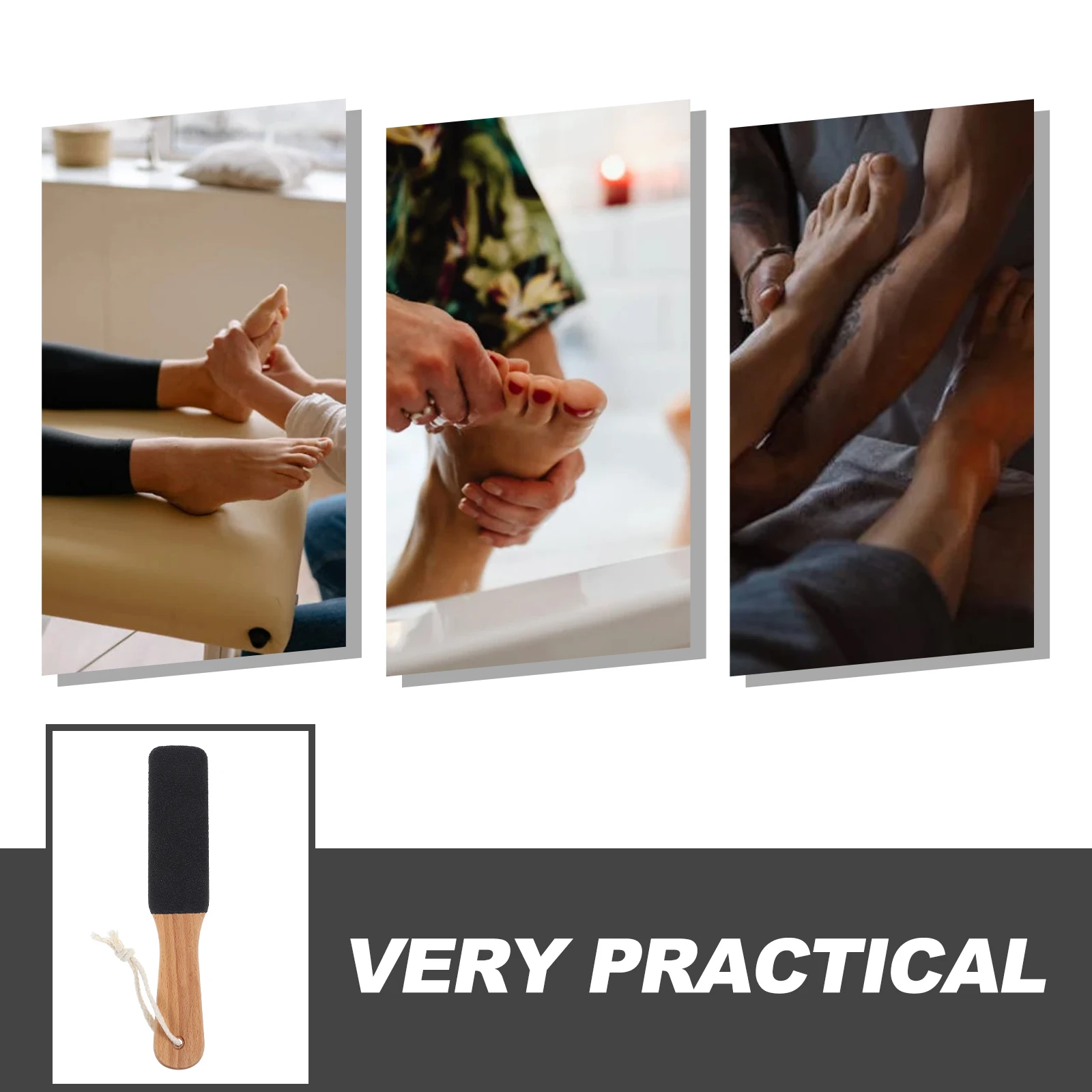 1 stuks houten handvat voetvijl dubbelzijdig eeltverwijderaar glad dode huid gemakkelijke grip ergonomisch ontwerp draagbaar voor thuis en op reis