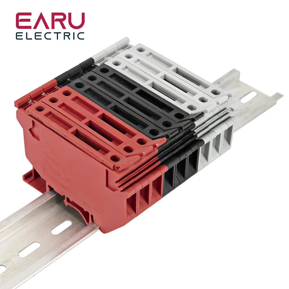 10 Teile/los Din-schiene Terminal Blöcke UK-5-HESI Schwarz Stecker Schraube Sicherung Terminal Block Stecker Schraube Sicherung Halter Leiter – Detail 9