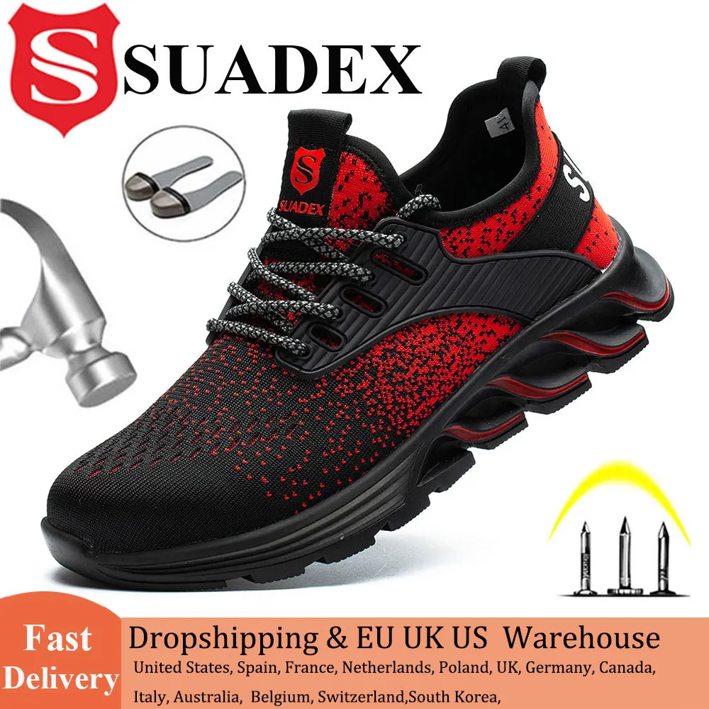 

SUADEX Safety Shoes Men Women Steel Toe Boots Indestructible Work Shoes Lightweight Breathable Composite Toe Men EUR Size 37-48