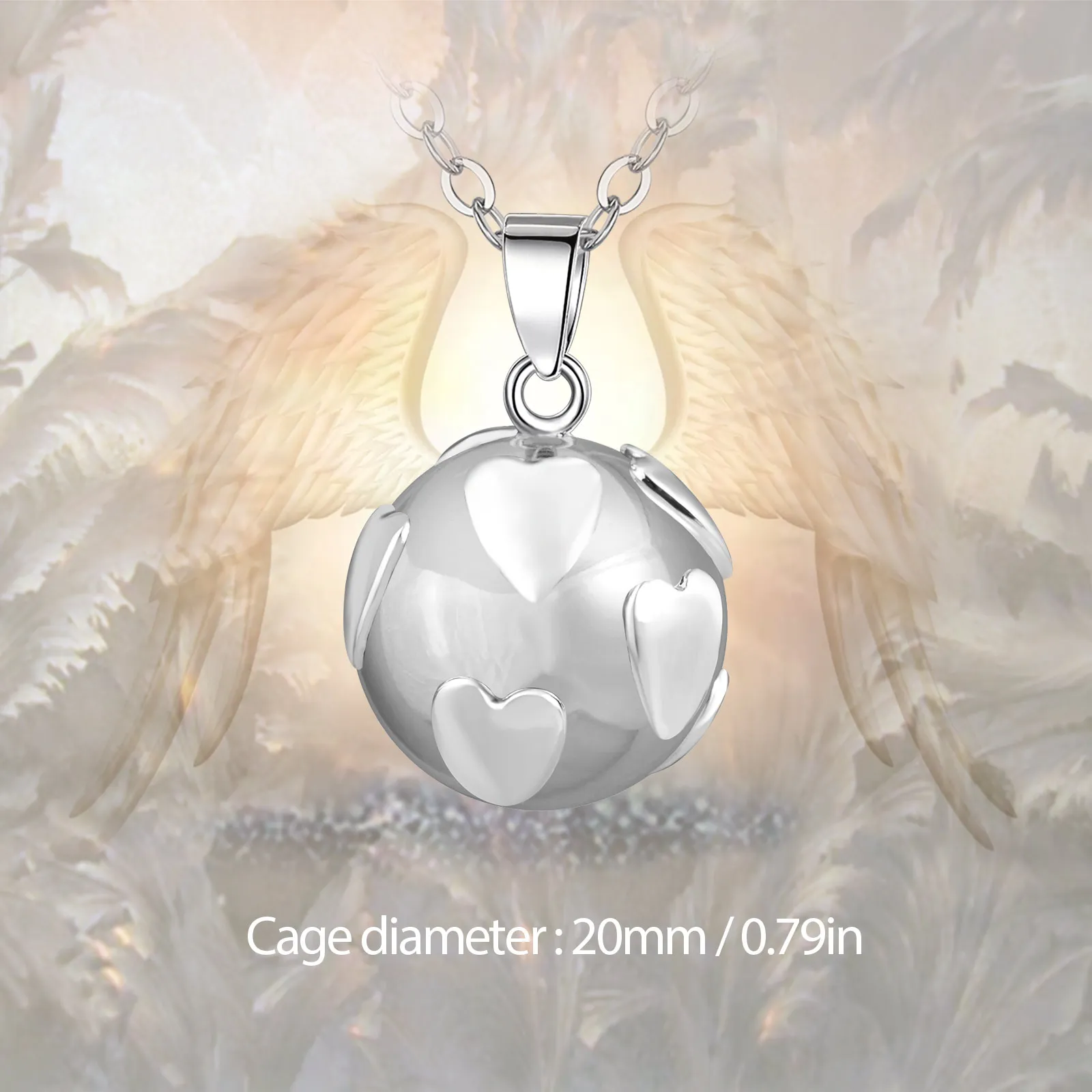 Eudora Bola de Grossesse Necklace Heart Angel Caller Musical Bell Pendant DIY llamador de ángeles Jewelry for Pregnant Women