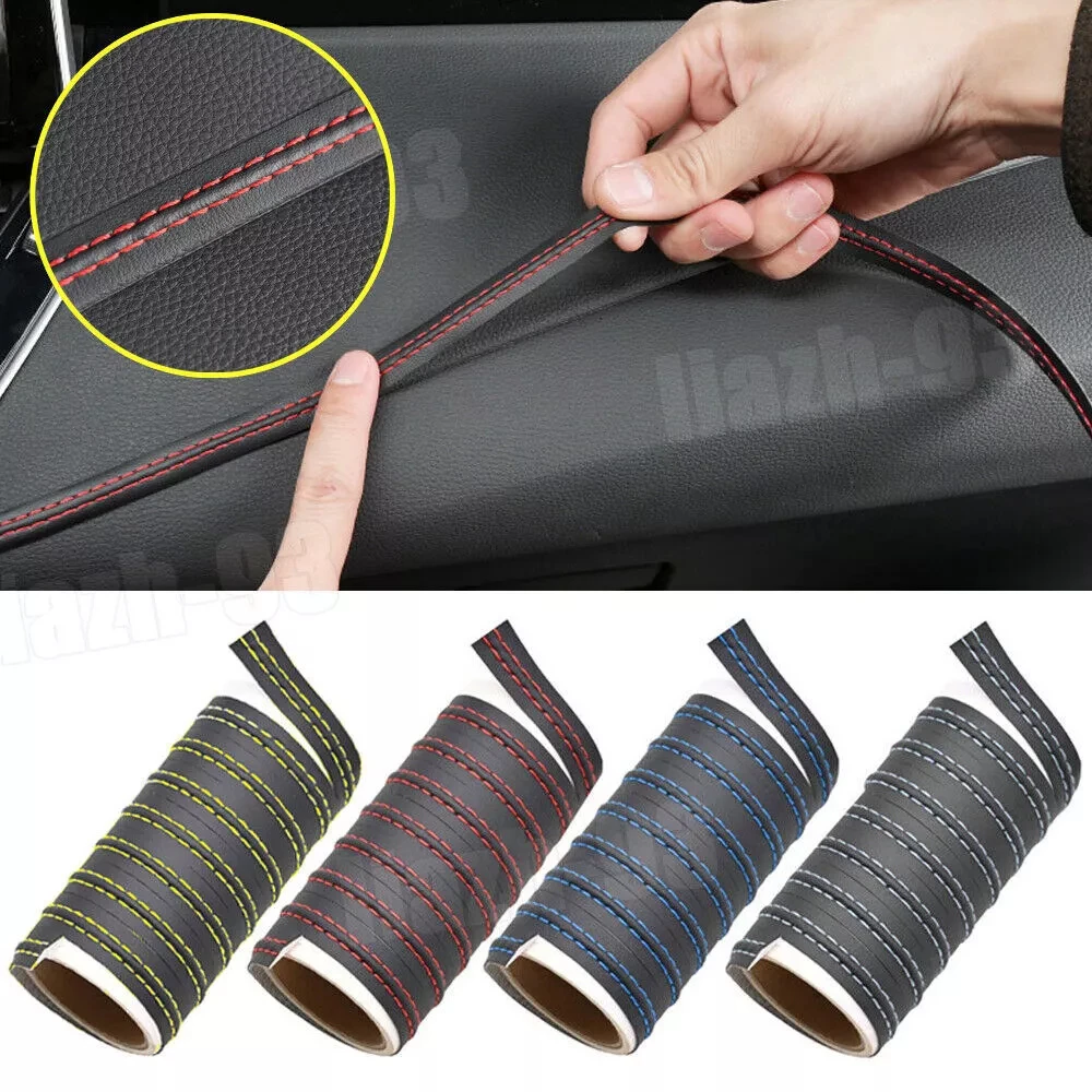 2M Universal Car Mouldings Trim PU Leather DIY Braid Decorative Line Strip For Door Dashboard Sticker Auto Interior Accessories