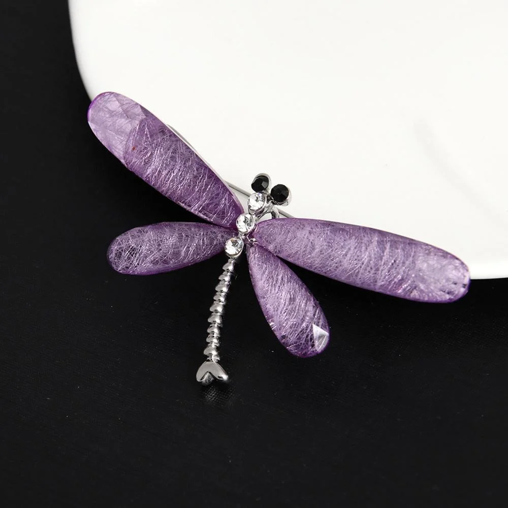 Creative New Fashion Dragonfly Brooches for Women Vintage Crystal Resin Dragonflys Brooch Pins Insect Jewelry Blackpink