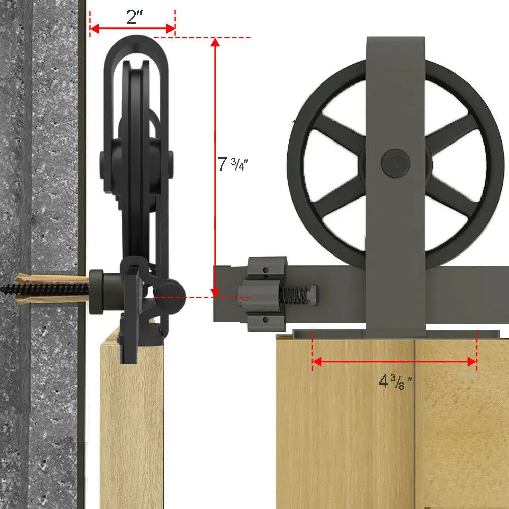 CCJH 5-6.6FT Big Wheel  Anchor/T/Flower/Flat Style Sliding Barn Door Hardware Kit For Single Door With Adjustable Floor Guide