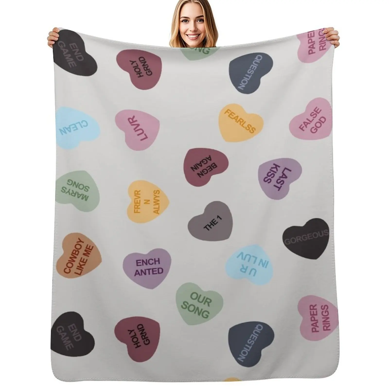 

Eras Candy Hearts Home Decor Merch Fandom Small Support HECKINFAROUT Throw Blanket Bed Fashionable Furrys Hairys Blankets