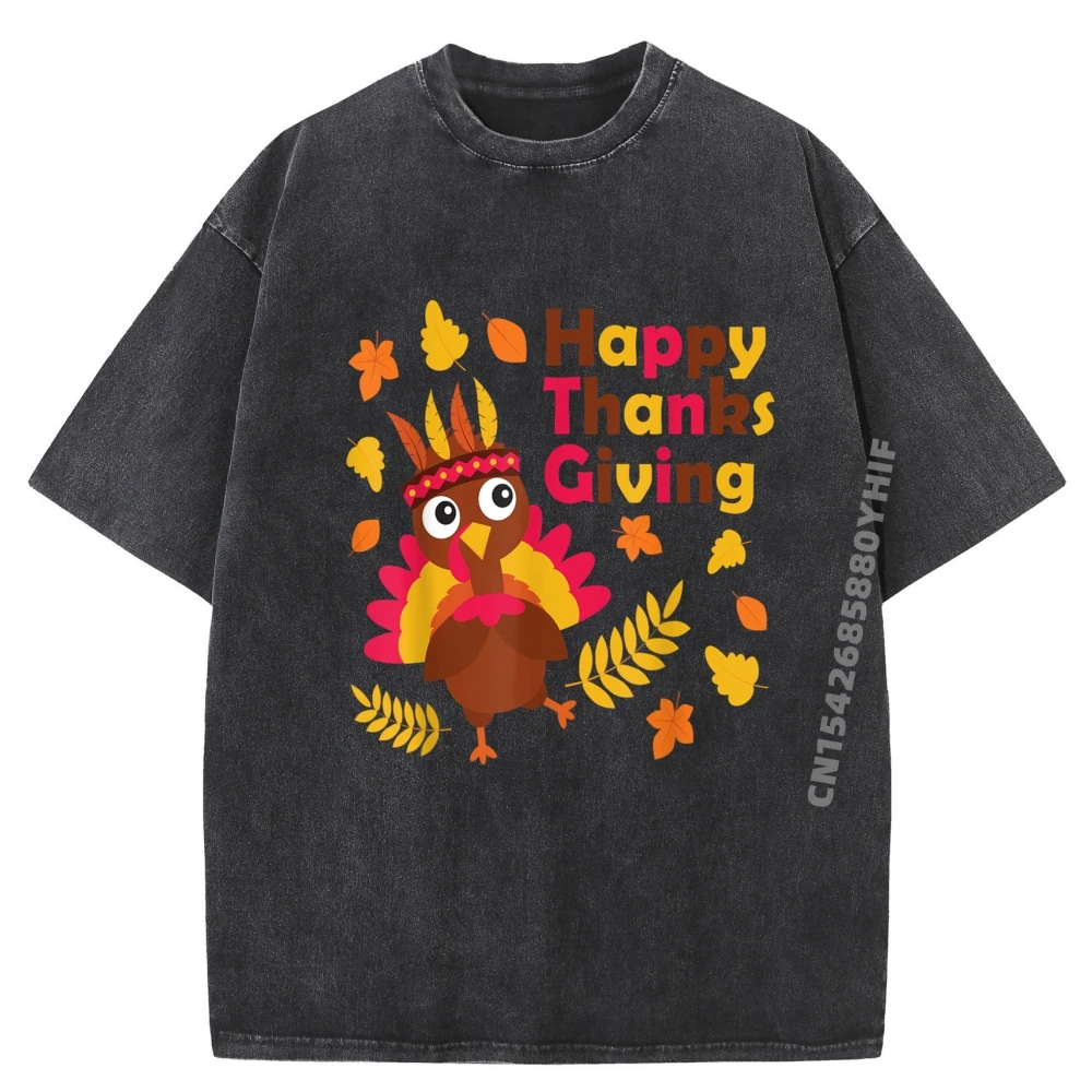 

Мужская футболка Happy Thanks Giving, летние топы и футболки в стиле хип-хоп, уличная футболка с принтом, стираная одежда в стиле ретро