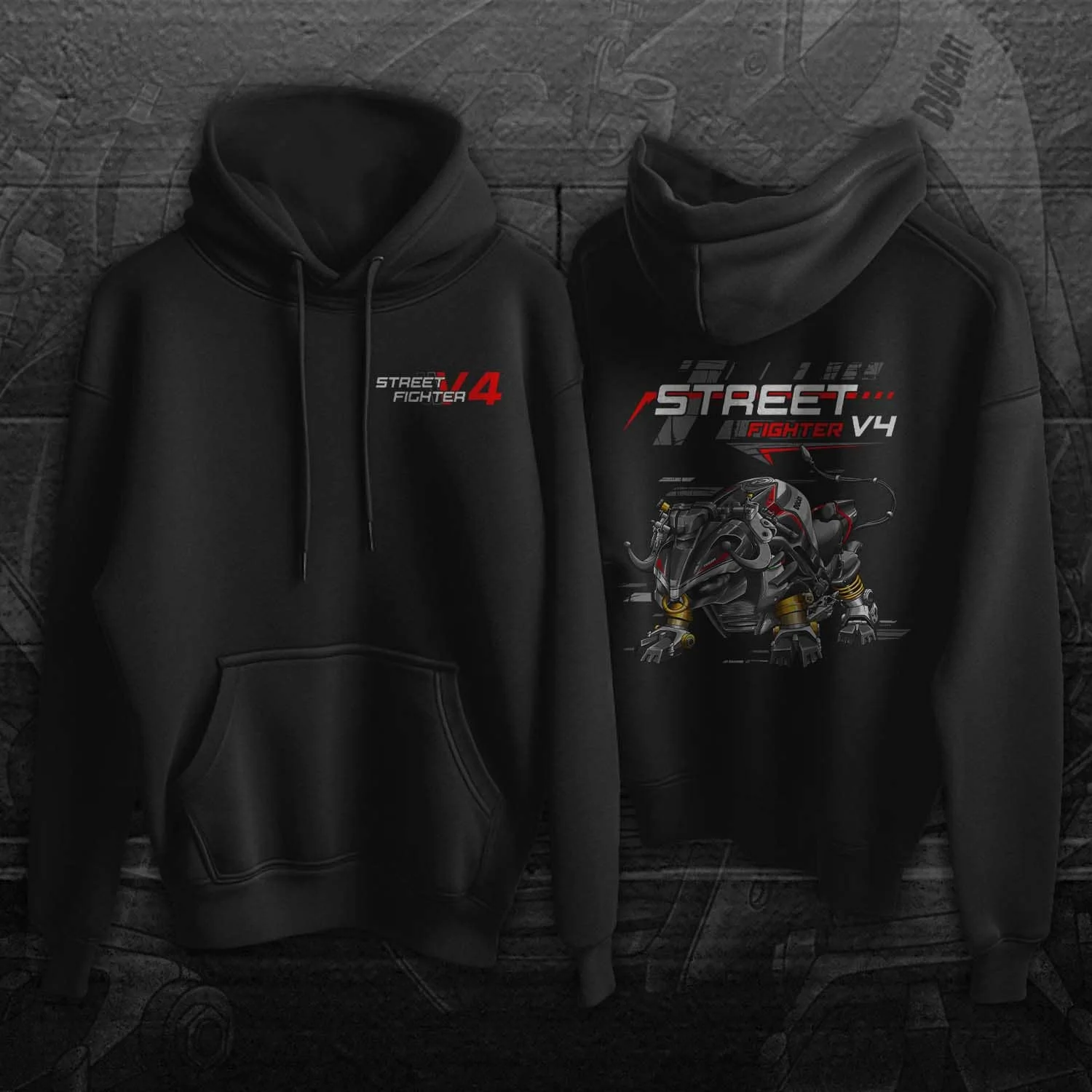 Classic Italian Motorcycle Streetfighter V4 Bull Inspired Pullover Hoodie 100% Cotton Casual Mens Clothing Fashion Streetwear