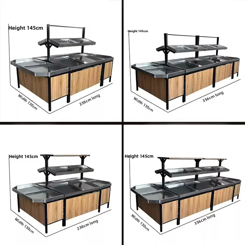 Metal Fruit and Vegetable Display Shelf for Supermarket Grocery Store Produce Stand Rack