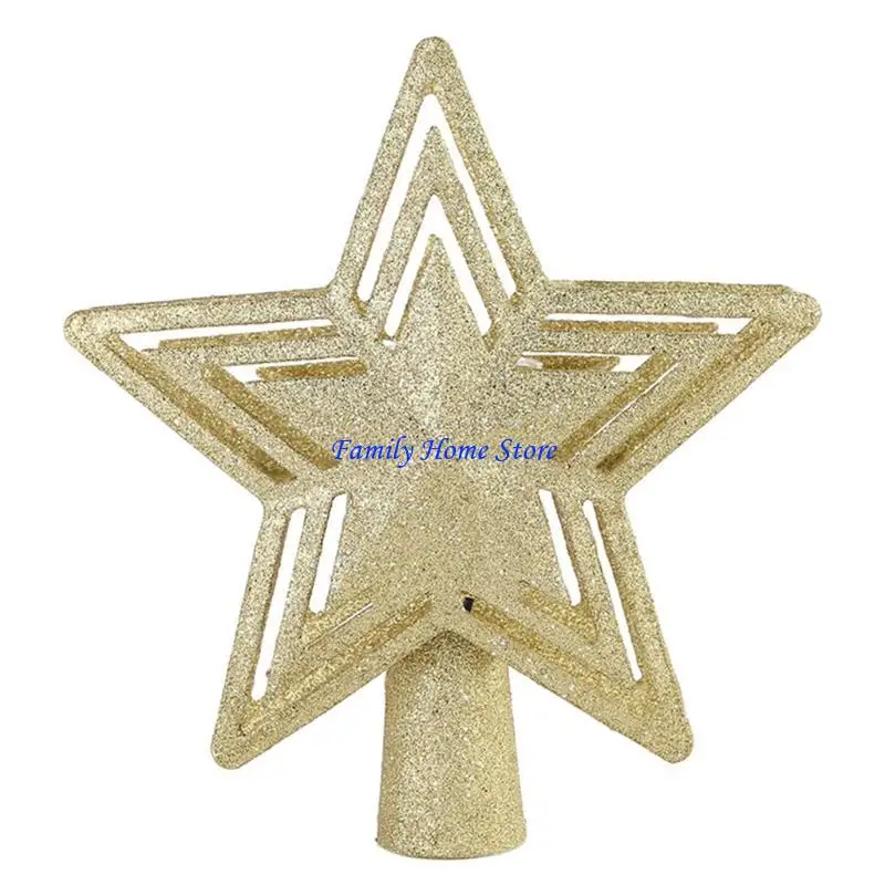 

P0UF Xmas Tree Star Decor with LED Rotating Snowflake Projector Shiny Ornament