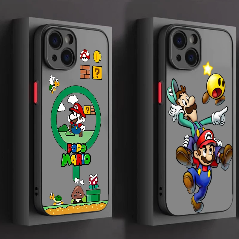 

Supers M-Marios Cool Frosted Translucent For Apple iPhone 15 14 13 12 11 XS XR X 8 7 SE Pro Max Plus Mini Cover Phone Case