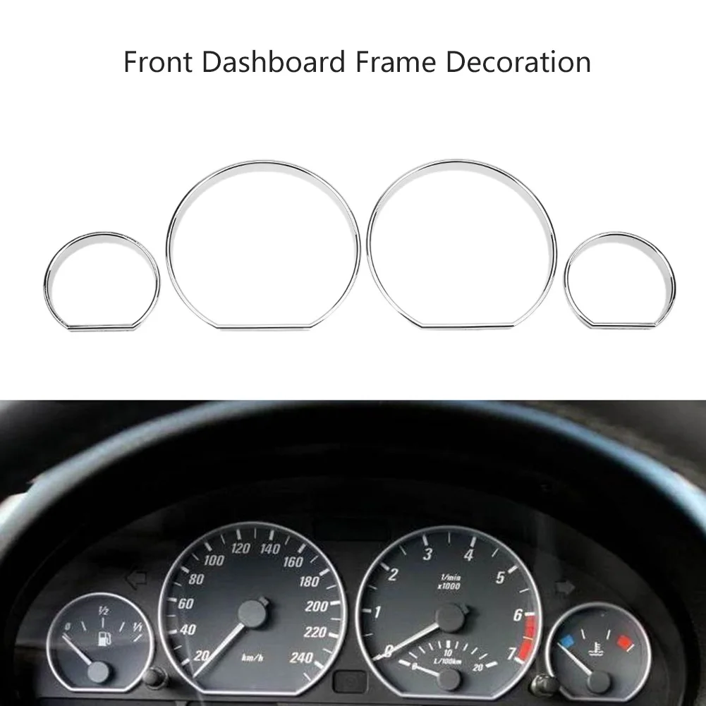 4PCS For BMW E46 Auto Accessories Chrome Gauge Dash Dial Ring Bezel Trim Dashboard Decoration Frame Auto Car Front Styling Cover