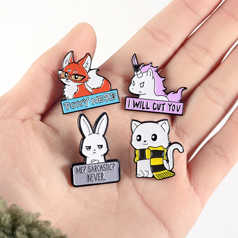 Brooch Panda Turtle Fox Rabbit Cat Student Brooch Lapel Pins Cute Cartoon Anti-glare