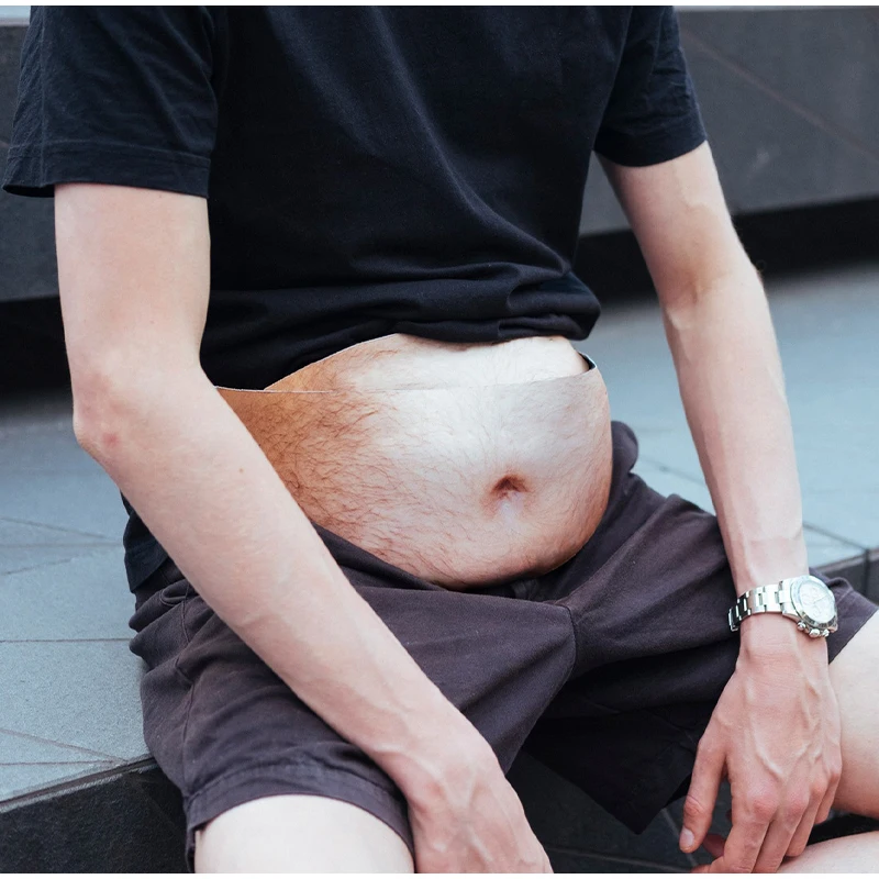 Versteckte Aufbewahrungstasche Bizarre Bierbauch-Gürteltasche - 3D Fake Bauch-Gürteltasche mit Reißverschluss für Outdoor-Reisen 2026 – Detail 10