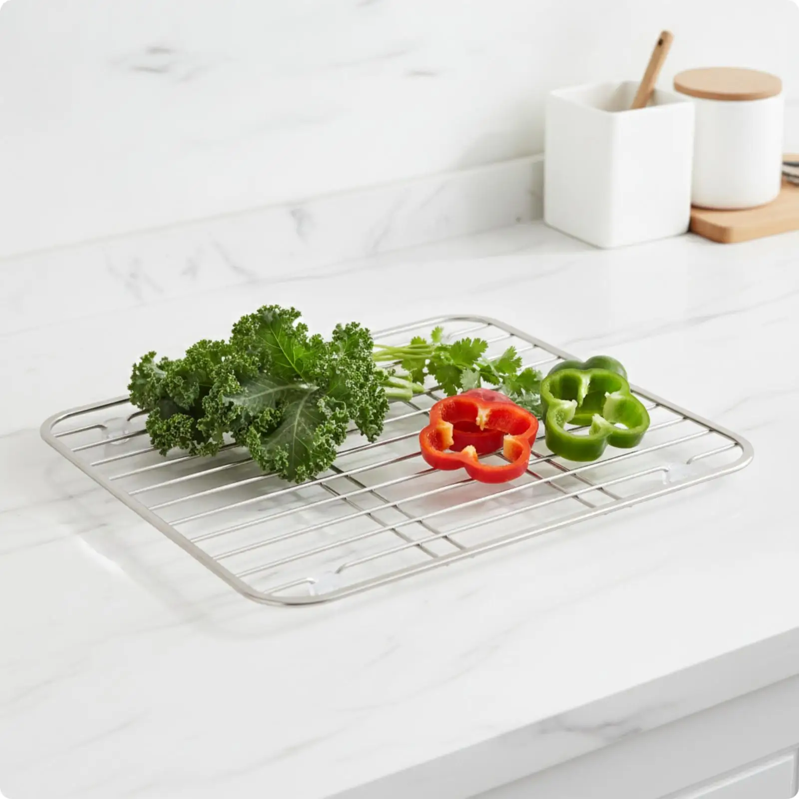 Kitchen Drainer Rack for Sink Made of 304 Steel with Raised Feet for Hot Cookware Protection