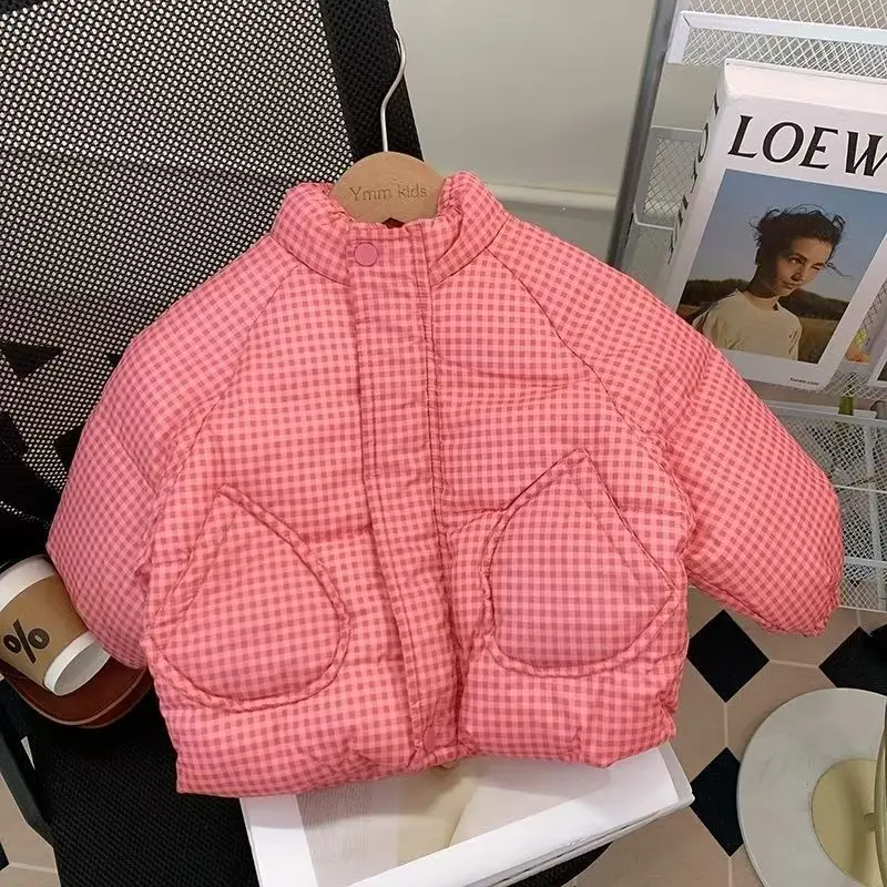 Girls Winter Clothing Cotton Jacket 2025 Stylish Children Short Bread Jacket Warm and Stylish Plush and Thick Cotton Jacket