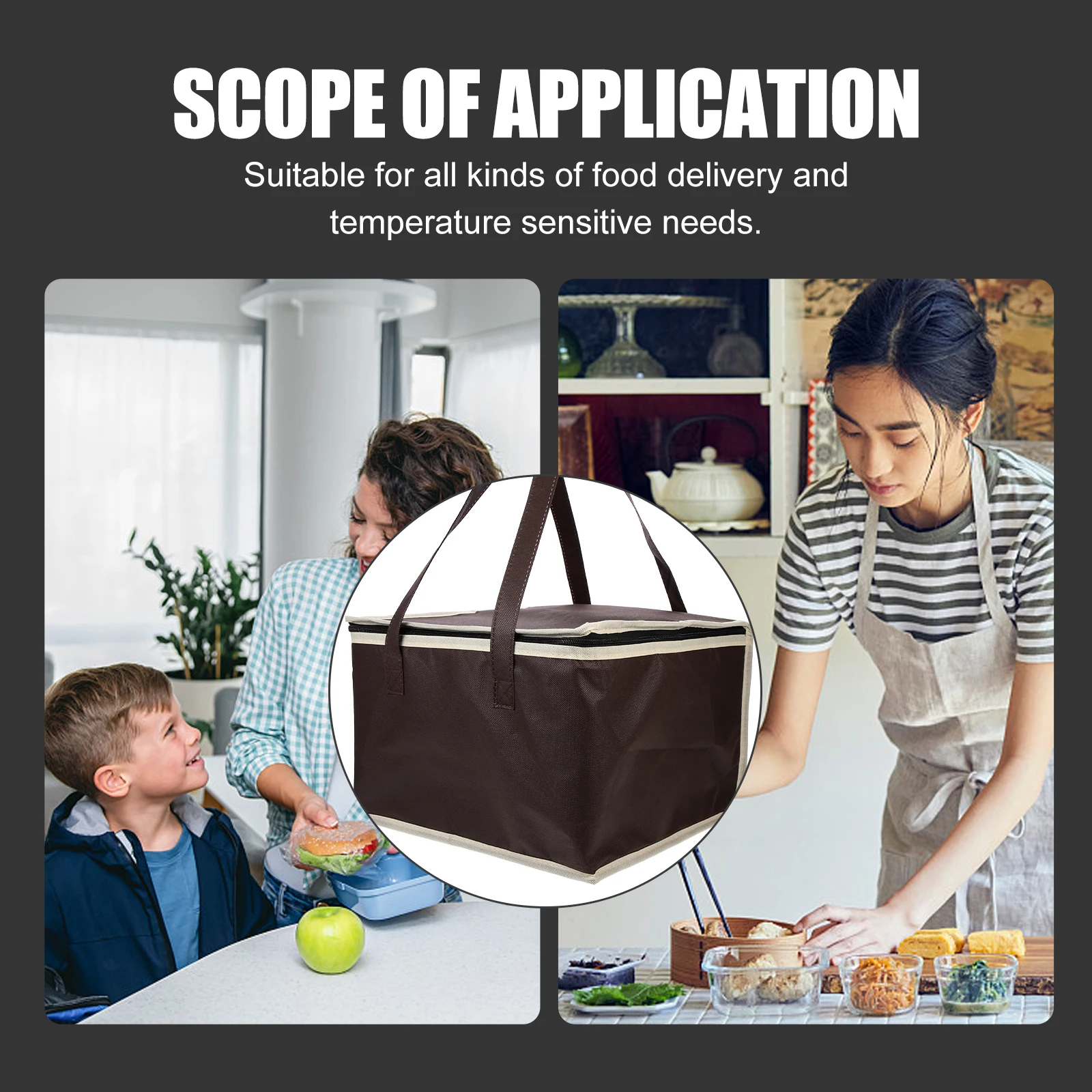 

Fresh-Keeping Aluminum Foil Bag Reusable Grocery Insulated Tote Insulation Bags Food Transport Catering Non-woven Fabric