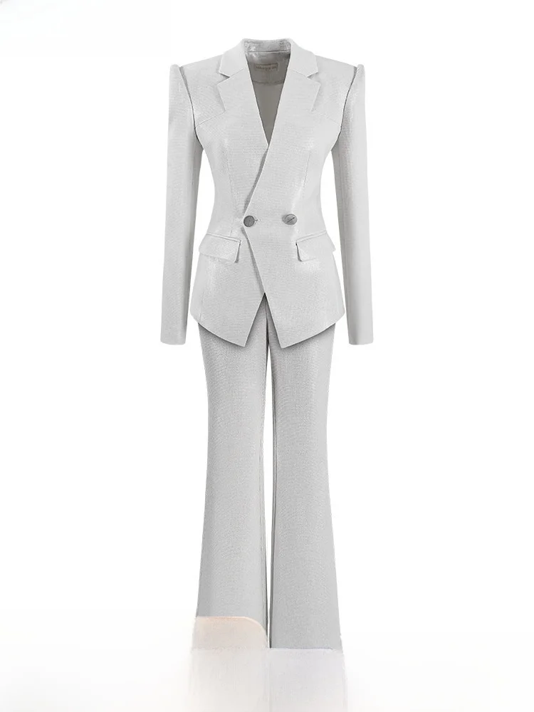 

Костюм для деловых поездок Maggie Ma: профессиональная рабочая одежда, модель 608C62P, длинные брюки на пуговицах, стильный дизайн.