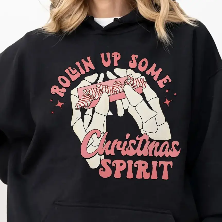 

Retro Vintage Sweatshirt Aesthetic Graphic Hoodies Y2K Casual Daily Wear Unisex Stylish Pullover Rolling Up Chritmas Spirit