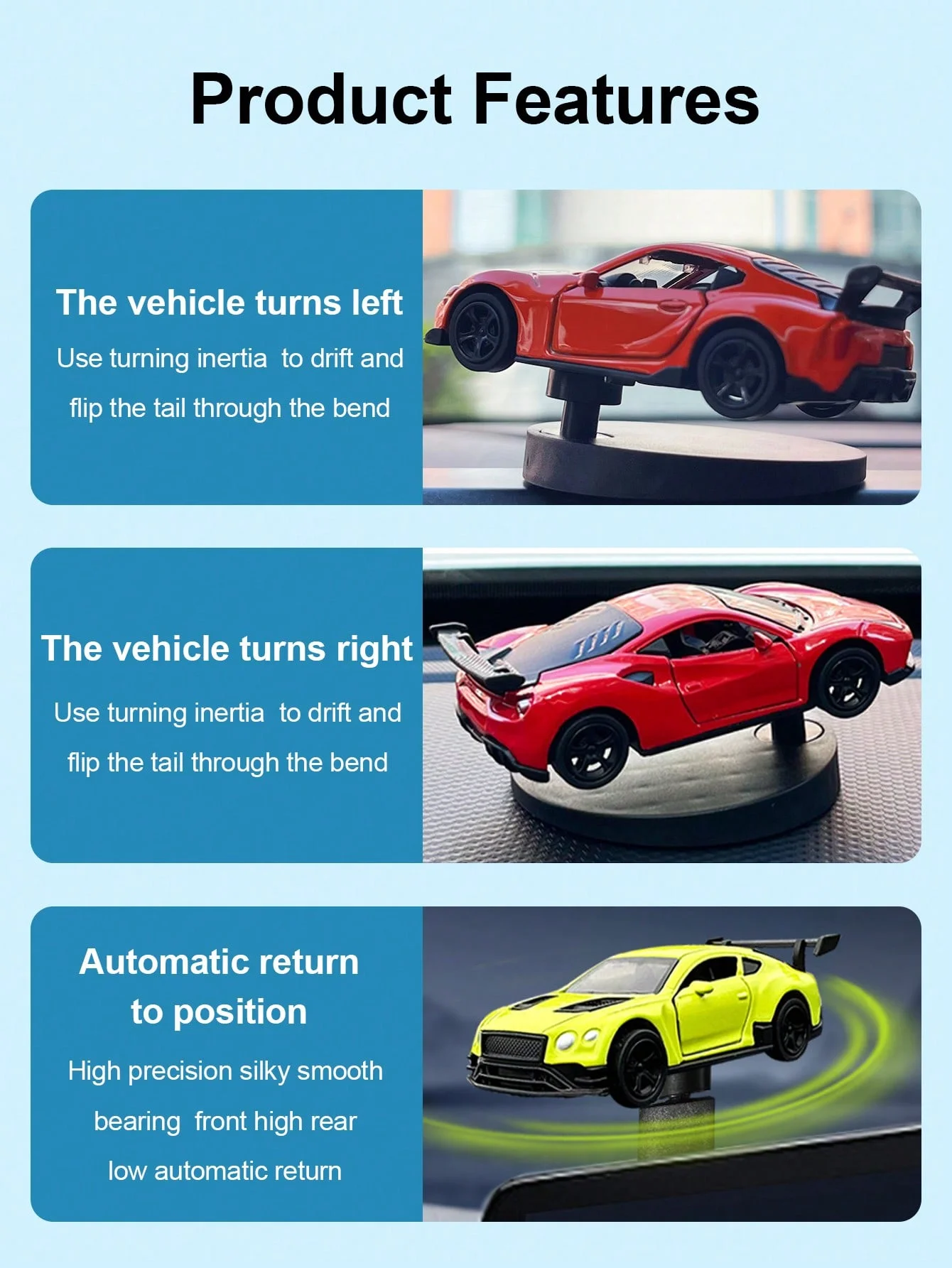 Украшение приборной панели динамического дрифта — движущаяся модель с гравитационным питанием и реалистичным дрейфующим движением, батарея не требуется, цинковый сплав