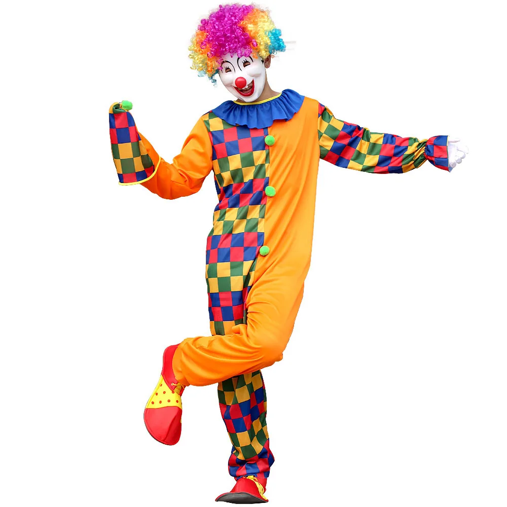 Adults Funny Clown  Costumes ,Joker Cosplay Suits for Men,Magician Performance Fancy Outfits，just Clothes,no Prop Wig/Mask/Shoes